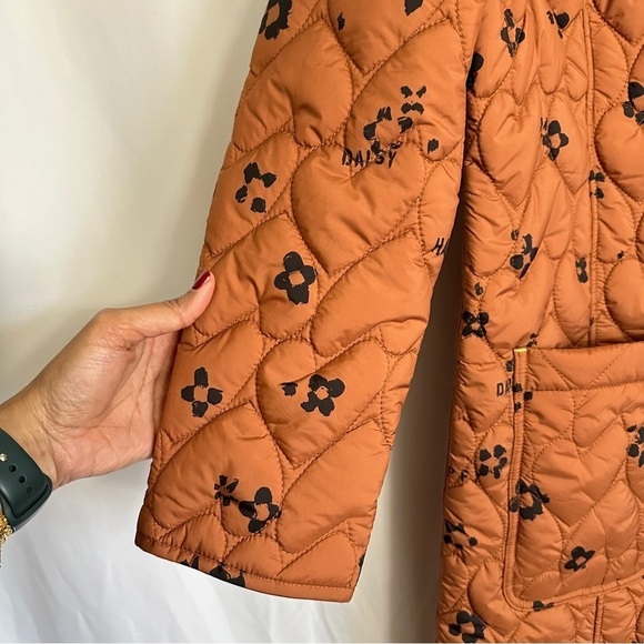 NWT Kerri Rosenthal Heart Print Winter Quilted Jacket Rust Orange Color sz L - Picture 5 of 16